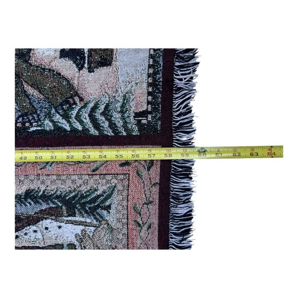 Snowman Winter Tapestry Throw Blanket 58" X 41" Woven Fringed Edges Christmas De - Picture 2 of 11